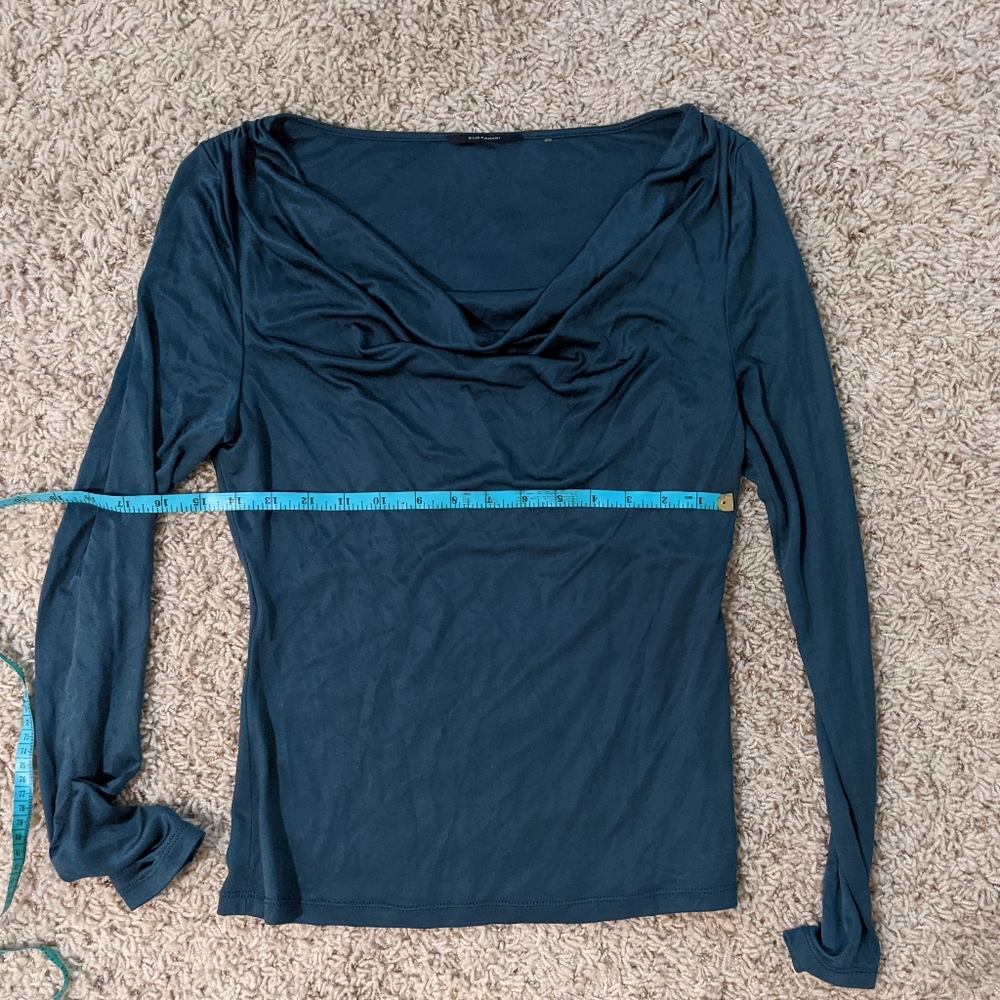 Elie tahari 100% silk long sleeve knit top teal